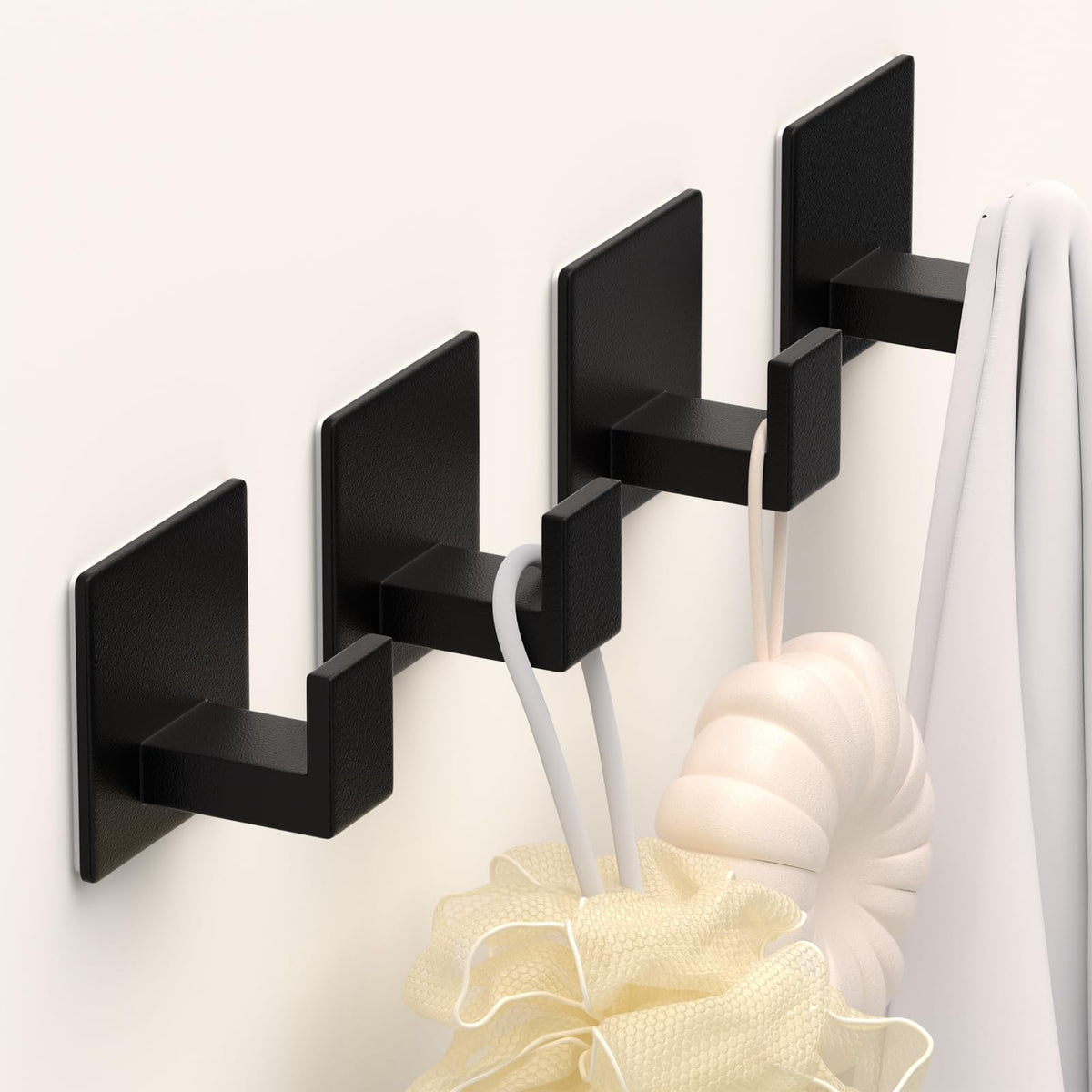 Self-Adhesive Coat Hooks, Stainless Steel Heavy Duty Wall Hooks, Towel Hooks for Hanging Robes, Aprons, Coats and Hats in Bathrooms,Kitchens and Hotels(2 Pack, Black)