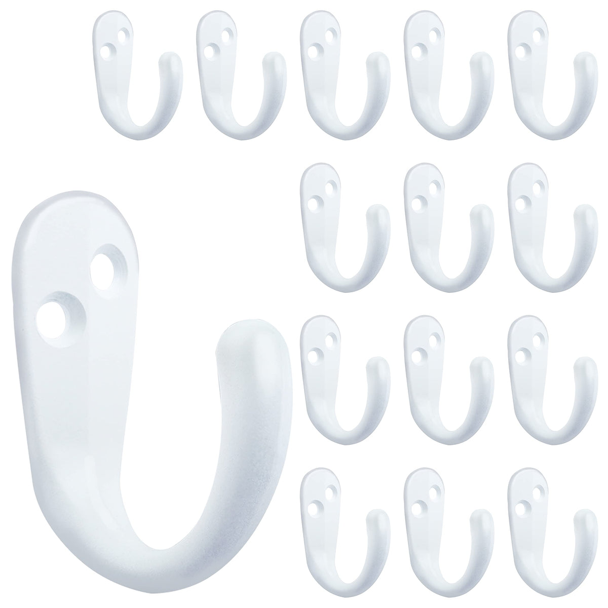 IBosins 15PCS Coat Hooks Wall Mounted Silvery Single Prong Robe Hook