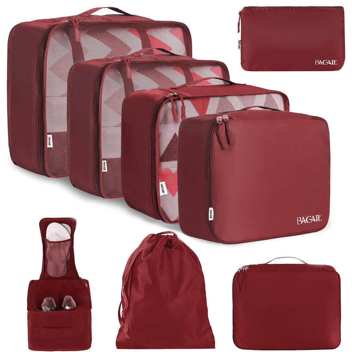 BAGAIL 8 Set Packing Cubes Luggage Packing Organizers for Travel Accessories-Blush Pink