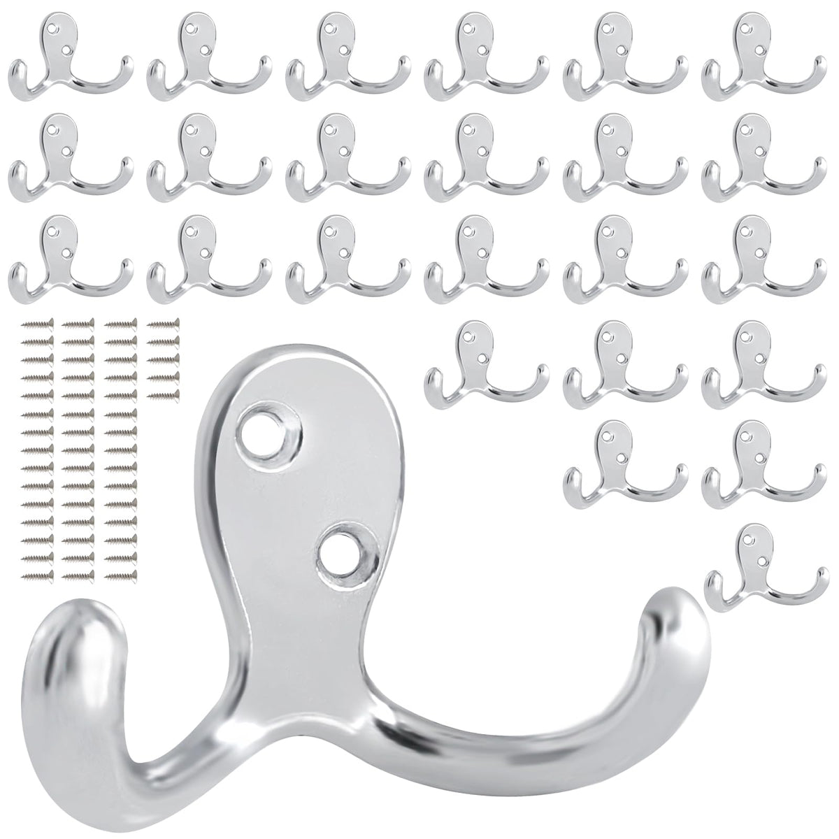 CBWLWJ 10 Pack Coat Hooks Wall Hooks for Hanging, Heavy Duty Double Prong Metal Hook Wall Mounted for Living Room, Bathroom, Kitchen, Bedroom for Coat, Bag, Scarf, Towel, Hat, Key, Cup (Black)