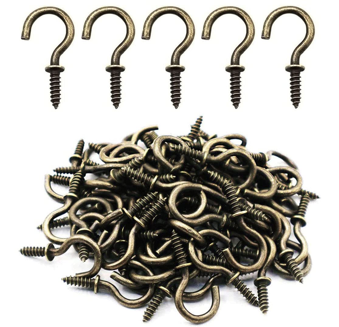 Small Bronze Ceiling Hooks - 5/8'' Screw-in Lights & Jewelry Hooks (40 Pack)