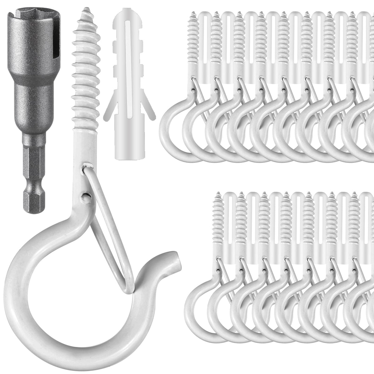 25 PCS Screw Hooks for Outdoor String Lights, Q Hangers String Light Hooks