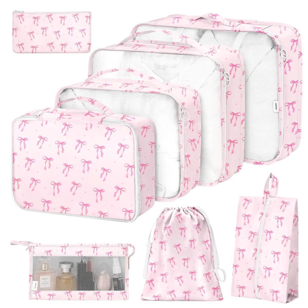 8 Set Packing Cubes for Suitcases,Packing Cube with Shoe, Cosmetics, Clothing, and Accessories Bags Packing Cubes for Travel Luggage Organizer Women Men(Khaki Checkered)