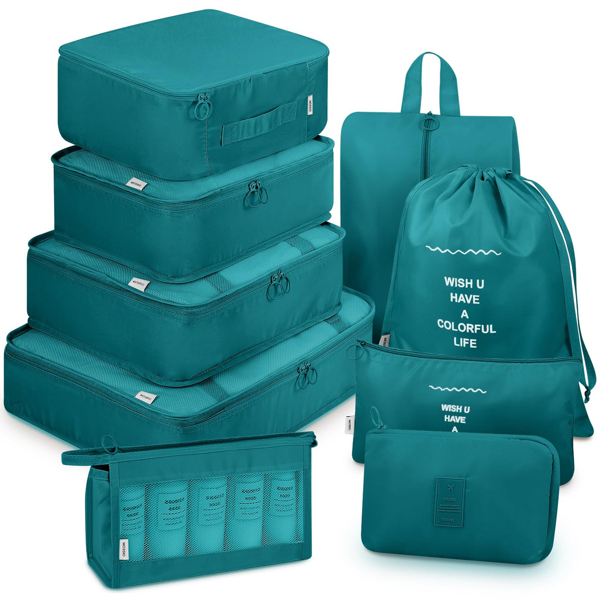 Mossio 9 Set Packing Cubes with Shoe Bag & Electronics Bag - Luggage Organizers Suitcase Travel Accessories
