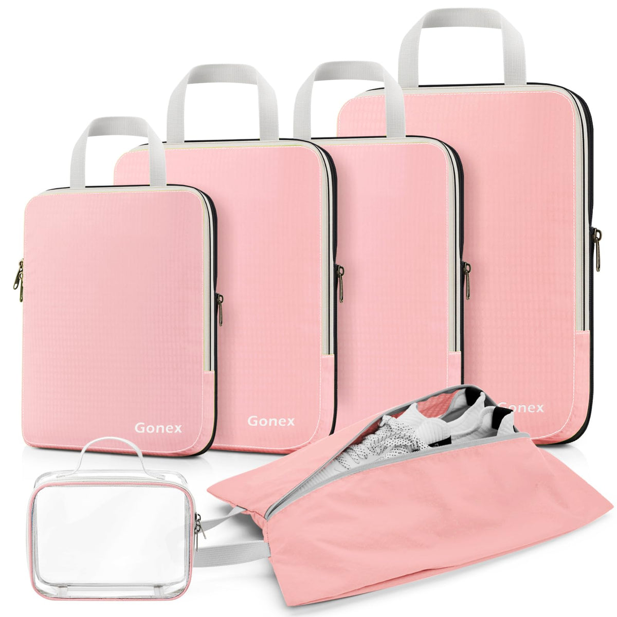 Gonex Compression Packing Cubes, 4-Piece Expandable Travel Organizers