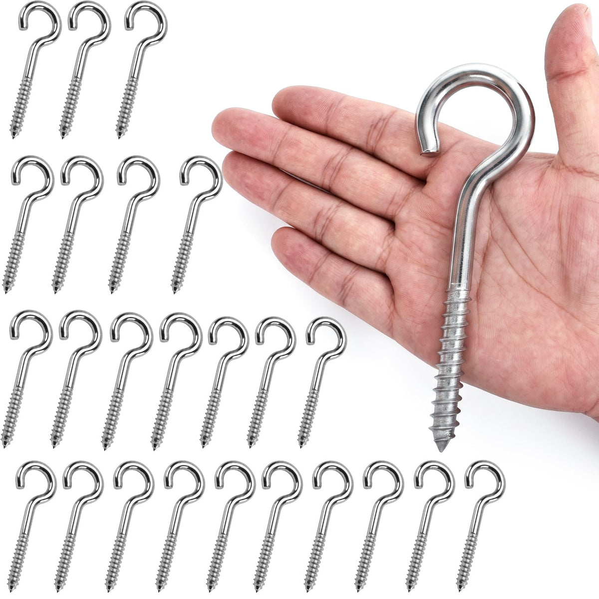 50 Pack 1 Inch Eye Bolts M2 Screw in Hooks,304 Stainless Steel Screw-in Hooks,Metal Ceiling Hooks,for Hanging Plants, Yoga, Lighting fixtures, Indoor and Outdoor use (50, M2-1inch)
