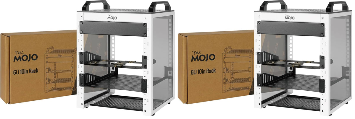 Tecmojo 6U Network Rack, 10 inch Mini Server Rack with 2 Side Translucent Panels & 2 Top Handles, 7.87 inch Deep, for 10 inch IT Equipment & A/V Devices, White