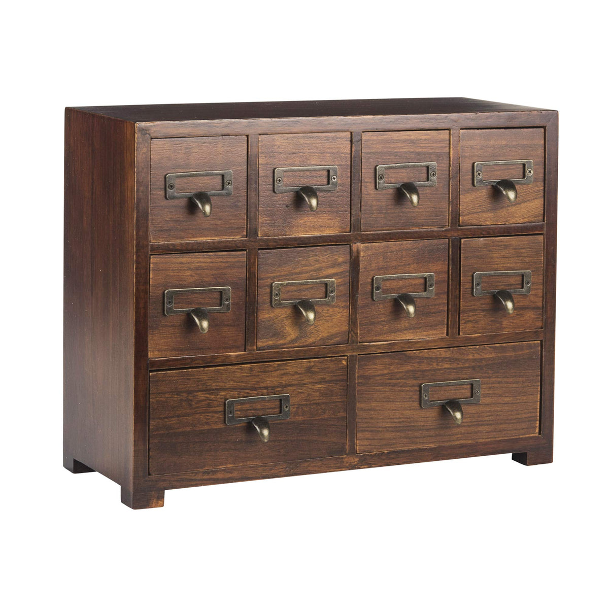 Library Card Catalog Solid Wood Small Curio Cabinet l Retro Storage Organizer Apothecary Drawer Dresser l Thread Coin Trading Card Storage Shelf | Tall - FULLY ASSEMBLED
