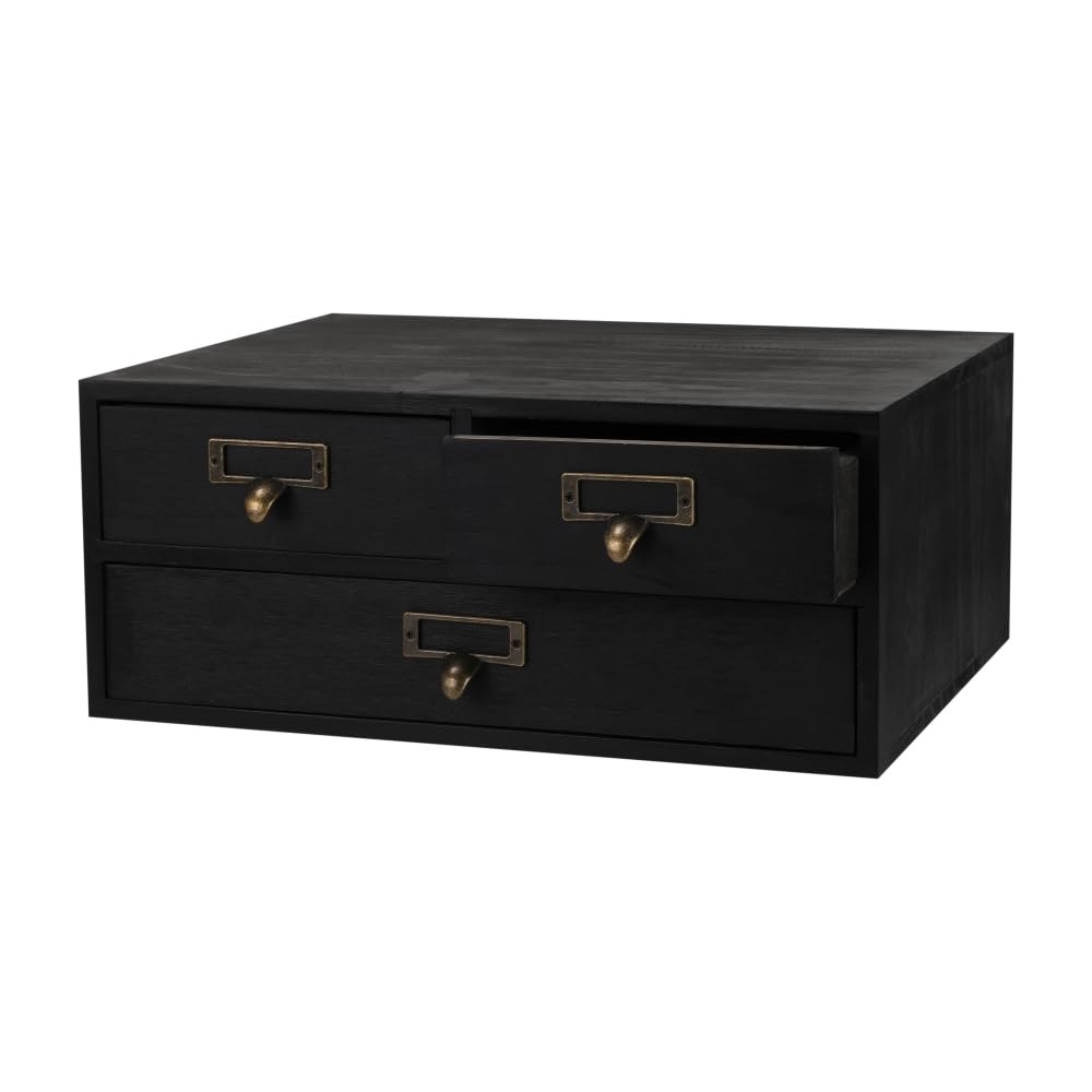 Small Wooden Drawers Wooden Box with Drawer, Black 5 Wood Drawer
