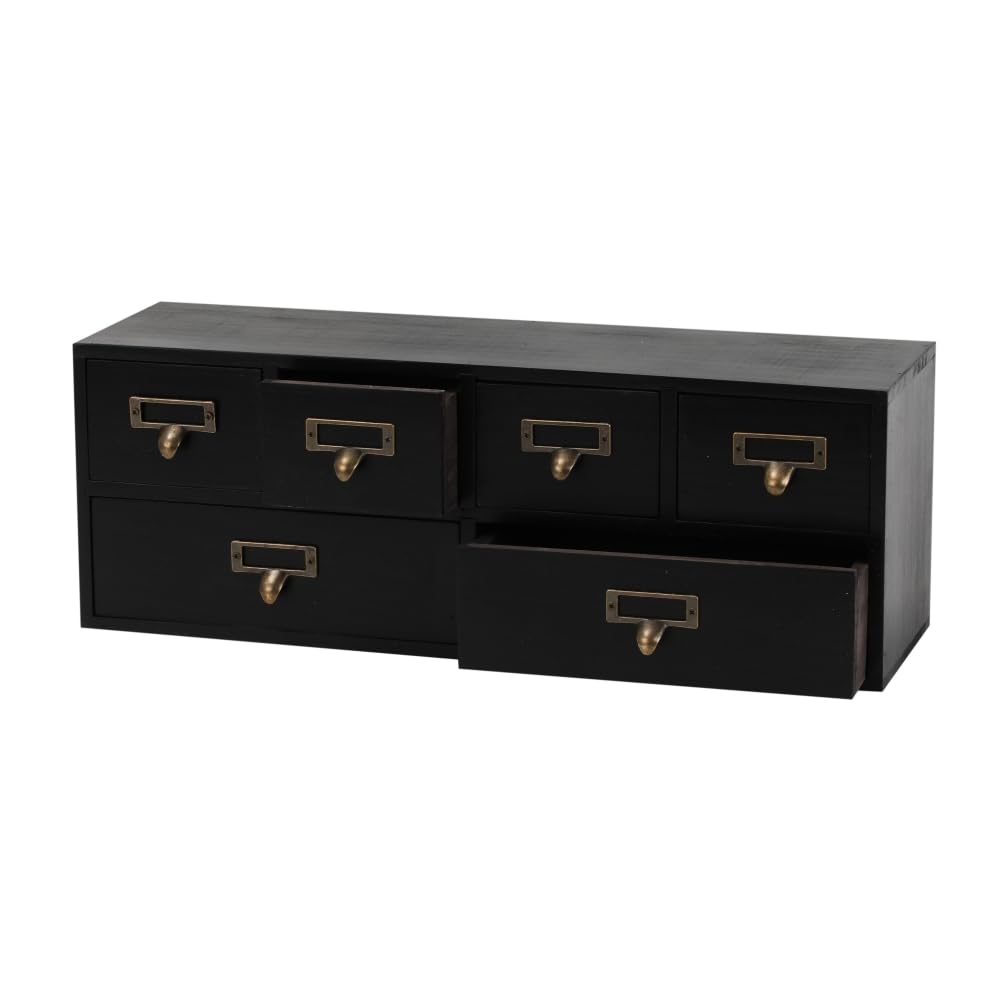Small Wooden Drawers Wooden Box with Drawer, Black 5 Wood Drawer
