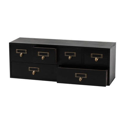 Small Wooden Drawers Wooden Box with Drawer, Black 5 Wood Drawer