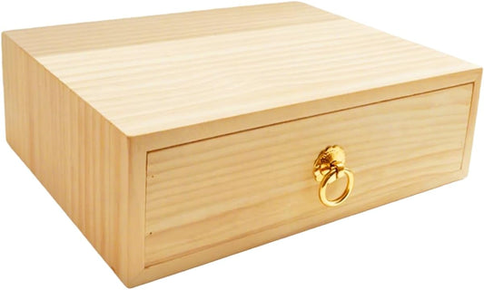 Natural Wooden Storage Box Desk Drawer Single Cabinet Organizer