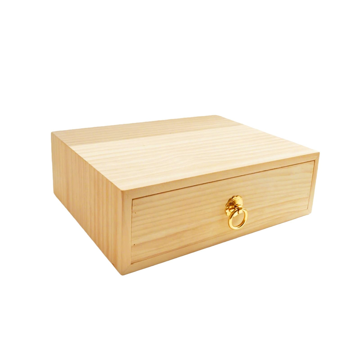 Natural Wooden Storage Box Desk Drawer Single Cabinet Organizer