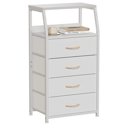 Furnulem Black Night Stand, Small Bedside Table for with 3 Fabric Drawers