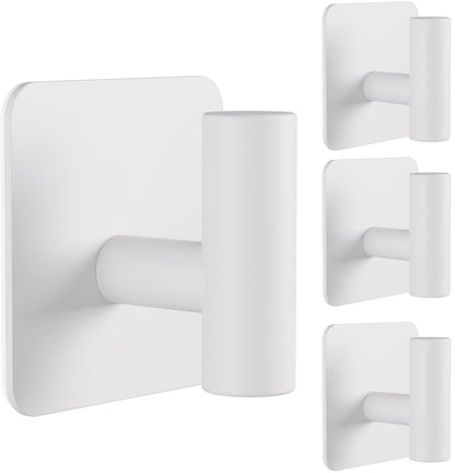 Aikzik 4 Pack Large Heavy Duty Wall Hooks - 26lb Max, Stainless Steel Adhesive Towel Hook, Shower Hooks for Hanging Towel, Coat, Robe, Wall Hook for Use in Bathroom, Kitchen and Door, Matte Black