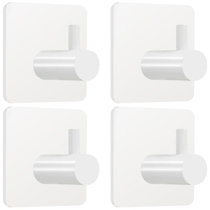 Fotosnow Black Adhesive Towel Hooks Heavy Duty Stick on Wall Hooks Shower Hooks for Bathroom Kitchen Door-4 Packs