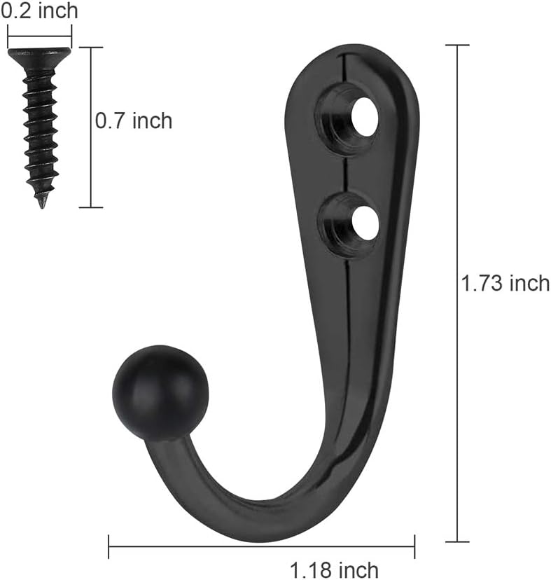 HAHAYOO 10 PCS Coat Hooks Wall Mounted, Premium Black Metal Wall Hooks for Hanging Coats, Wall Hook, Coat Hook, Towel Hooks for Hat Keys Closet Bag Backpack Hanger Farmhouse with 20Screws