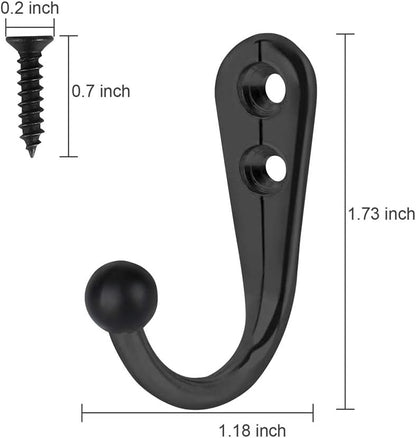HAHAYOO 10 PCS Coat Hooks Wall Mounted, Premium Black Metal Wall Hooks for Hanging Coats, Wall Hook, Coat Hook, Towel Hooks for Hat Keys Closet Bag Backpack Hanger Farmhouse with 20Screws