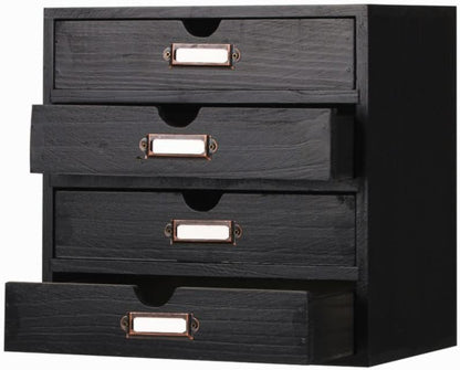 Small Wooden Drawers Wooden Box with Drawer Black