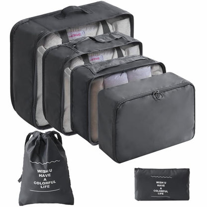LANSKLBD 6/8 Set Packing Cubes for Suitcases Travel Luggage Packing Organizers,Travel Accessories Essentials Luggage Organizer with Shoe/Tioletry/Laundry Bag (Dark Blue, 8 set)