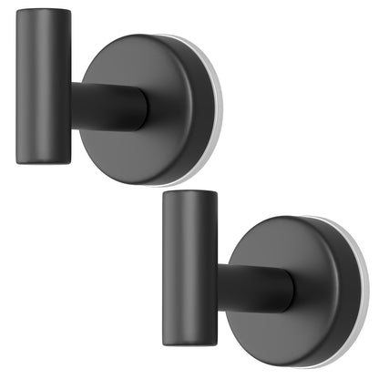 Self-Adhesive Coat Hooks, Stainless Steel Heavy Duty Wall Hooks, Towel Hooks for Hanging Robes, Aprons, Coats and Hats in Bathrooms,Kitchens and Hotels(2 Pack, Black)