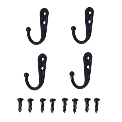 4 Pcs Wall Mounted Hooks for Bedroom,Bathroom,Kitchen,and Cabinet Hangers (with 8 Screws)-Gold