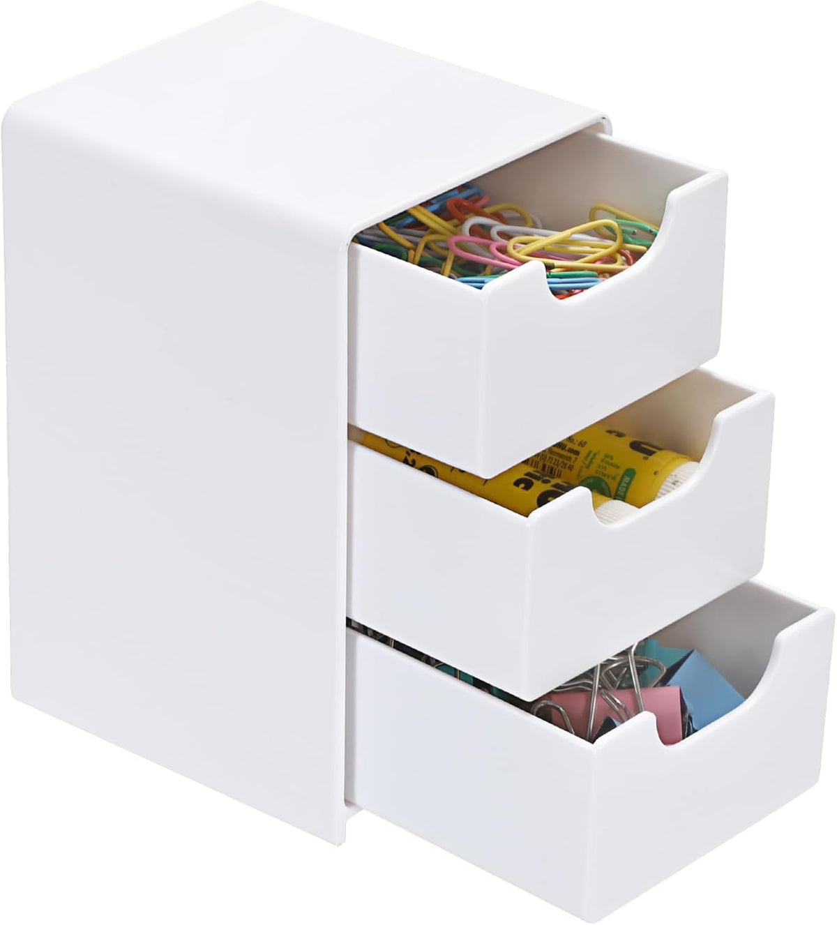 BTSKY 1 Pack Small Acrylic Storage Organizer with Drawers, 3-Layer White Desktop Organizer for Office Supplies Mini Storage Box with Drawers for Desk, Desktop Makeup Drawer Jewelry Storage Box