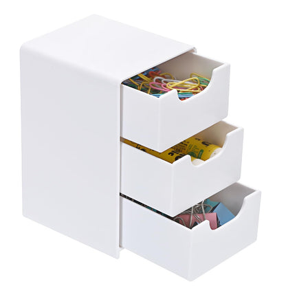 BTSKY 1 Pack Small Acrylic Storage Organizer with Drawers, 3-Layer White Desktop Organizer for Office Supplies Mini Storage Box with Drawers for Desk, Desktop Makeup Drawer Jewelry Storage Box
