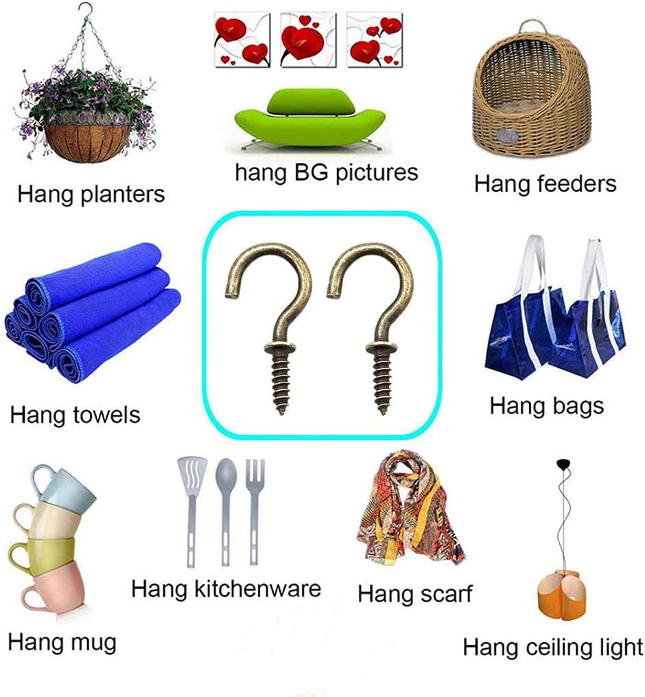 Small Bronze Ceiling Hooks - 5/8'' Screw-in Lights & Jewelry Hooks (40 Pack)
