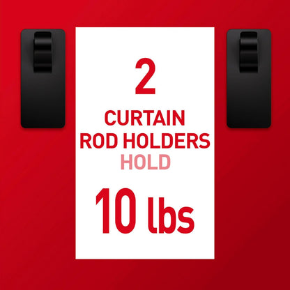 Command Medium Black Curtain Rod Hooks, 2 Hooks, 4 Strips