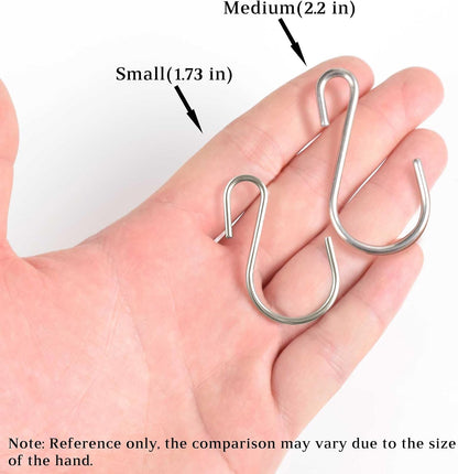 Yikla S Hooks for Hanging Plants, Clothes, S Shaped Hooks Made of Stainless Steel, Heavy Duty S-Hooks, 20 Pack
