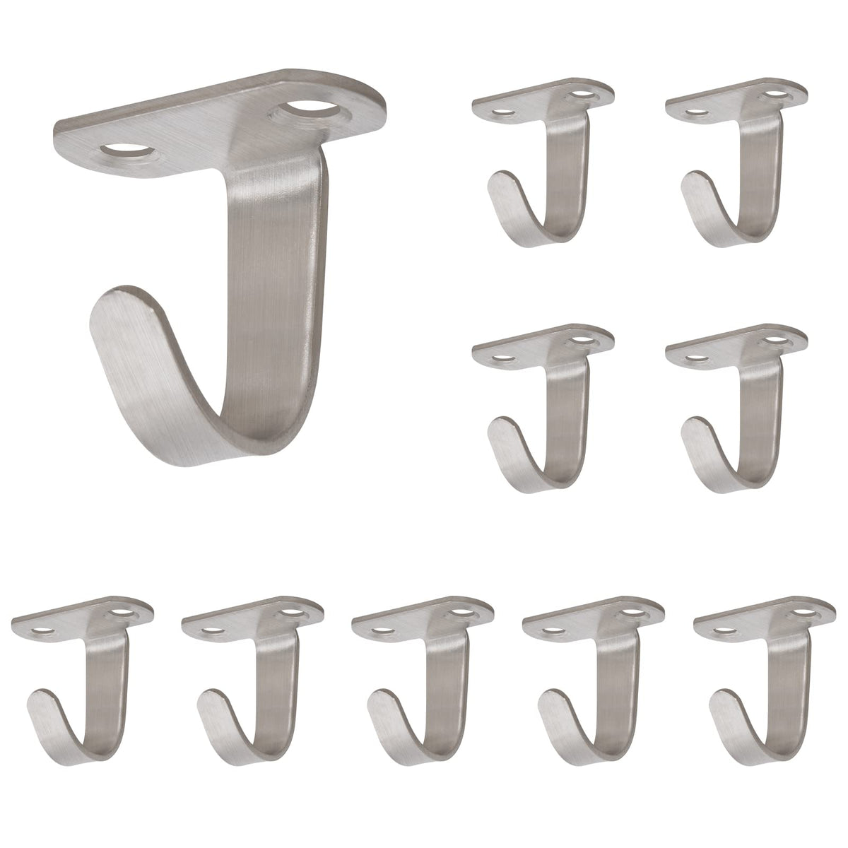 NearMoon Stainless Steel Screw Mounted Ceiling Hooks, Under-Shelf Towel/Robe Clothes Hook Heavy Duty Coat Hanger for Bathroom Kitchen Cabinet Garage, 10 Pack (Matte Black)