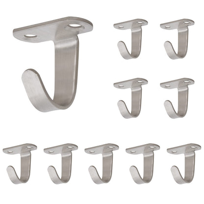 NearMoon Stainless Steel Screw Mounted Ceiling Hooks, Under-Shelf Towel/Robe Clothes Hook Heavy Duty Coat Hanger for Bathroom Kitchen Cabinet Garage, 10 Pack (Matte Black)