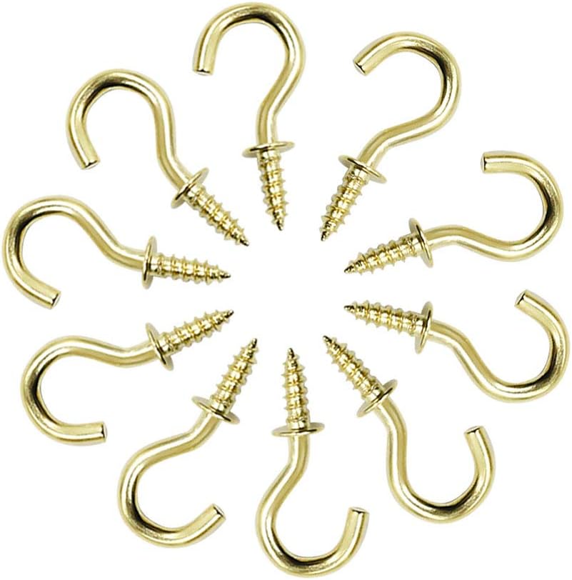 Biaungdo 1/2" Ceiling Cup Hooks, Gold, 100 Pcs