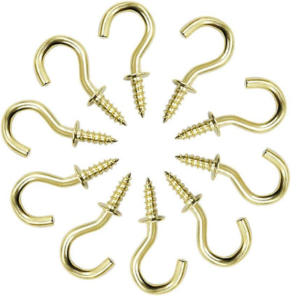 Biaungdo 1/2" Ceiling Cup Hooks, Gold, 100 Pcs