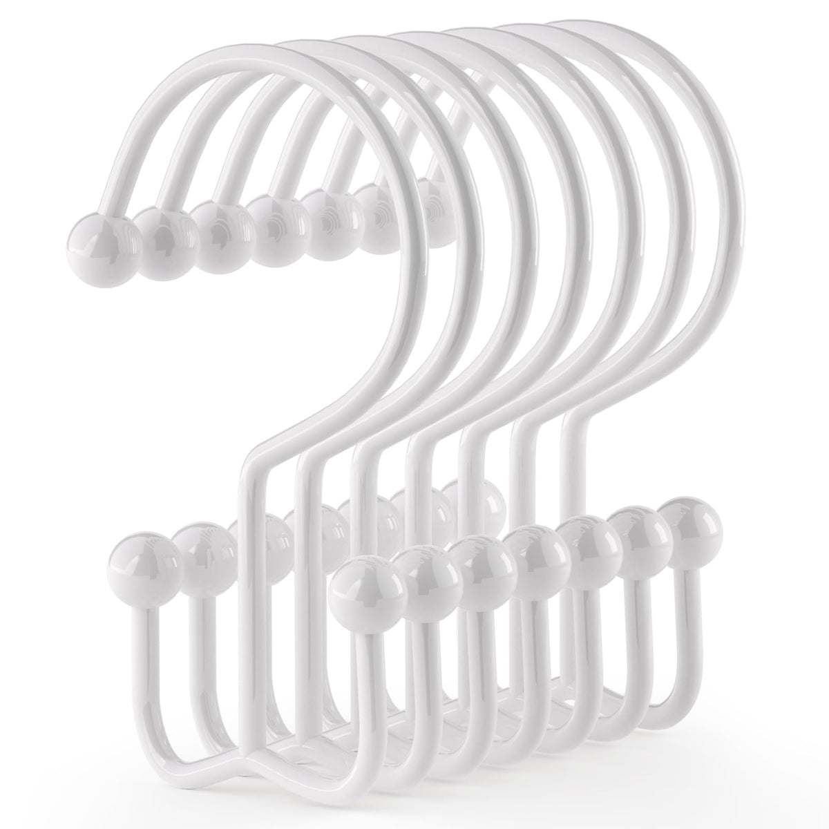Goowin Shower Curtain Hooks, 12 Pcs Shower Curtain Rings, Durable Rust Proof Black Shower Curtain Hooks, Shower Rings for Curtain, Double Glide Shower Hooks for Shower Curtain Rods, Black