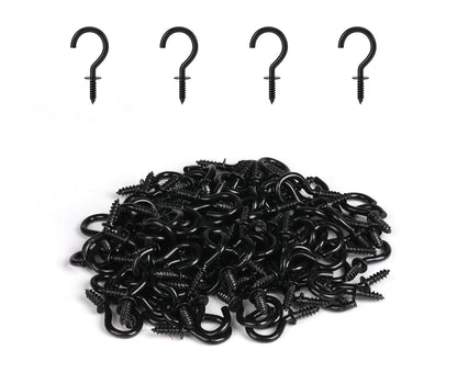 RELBRO Small Screw Hooks, 1/2 Inch Metal Screw in Hooks, Black, 100 Pcs