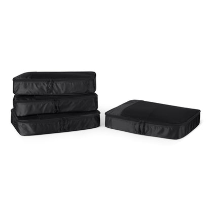 Amazon Essentials 4-Piece Packing Cubes Travel Accessories Set, Space-Saving Luggage Organizer with Double Zipper, Mesh Top Panel, Medium, Gray (Previously Amazon Basics)