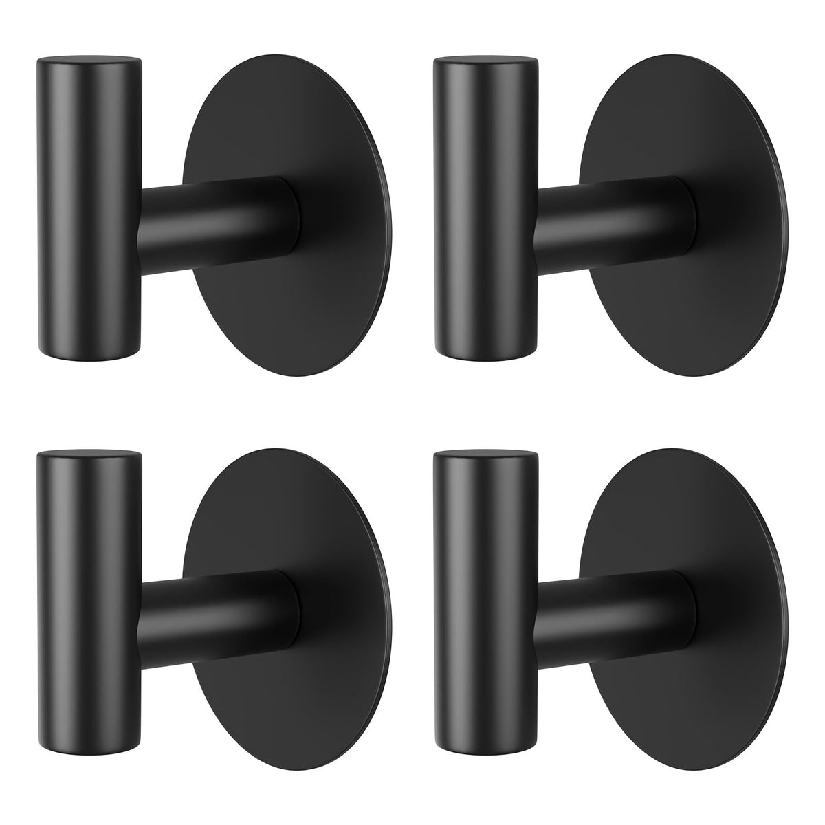 Self-Adhesive Coat Hooks, Stainless Steel Heavy Duty Wall Hooks, Towel Hooks for Hanging Robes, Aprons, Coats and Hats in Bathrooms,Kitchens and Hotels(2 Pack, Black)