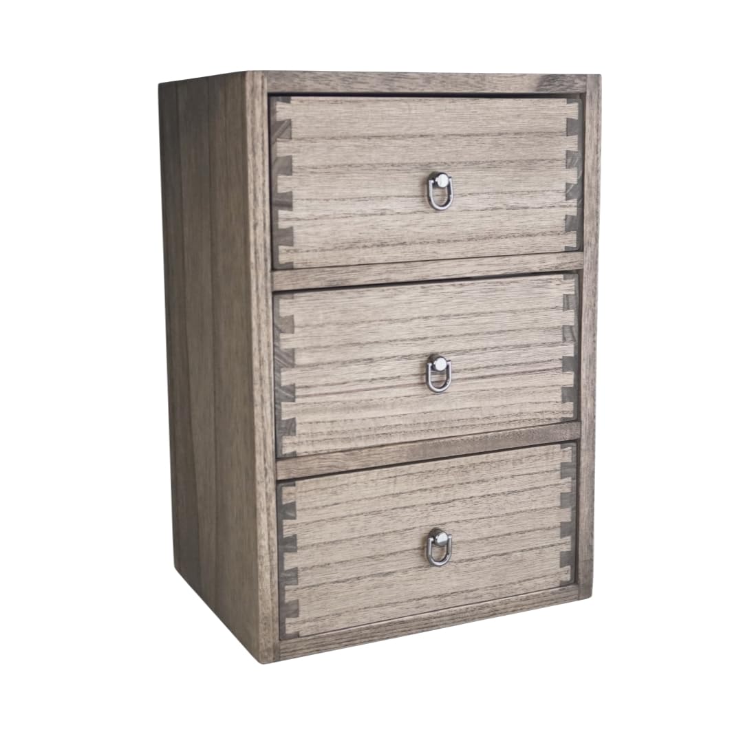 DDYURI Wood Tabletop Storage Cabinet Organization Box Caddy with 3 Drawers for Office Supplies Desktop Dresser Organizer Dark Brown