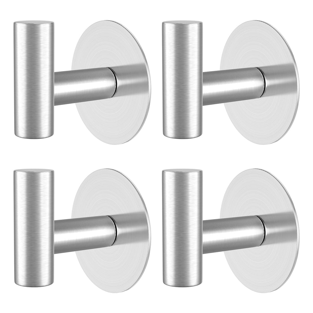 Self-Adhesive Coat Hooks, Stainless Steel Heavy Duty Wall Hooks, Towel Hooks for Hanging Robes, Aprons, Coats and Hats in Bathrooms,Kitchens and Hotels(2 Pack, Black)
