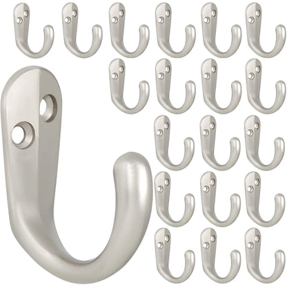 IBosins 15PCS Coat Hooks Wall Mounted Silvery Single Prong Robe Hook