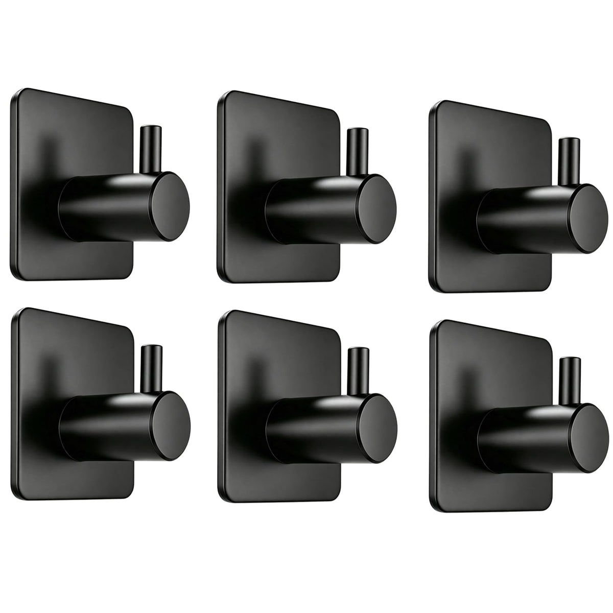 Fotosnow Black Adhesive Towel Hooks Heavy Duty Stick on Wall Hooks Shower Hooks for Bathroom Kitchen Door-4 Packs