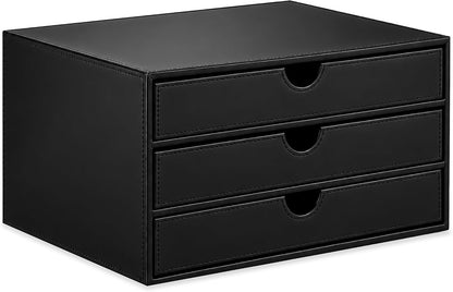 UnionBasic Document Organizer, 3-Drawer File Cabinet Document Storage Box, Office Desktop Filing Organizer, Black