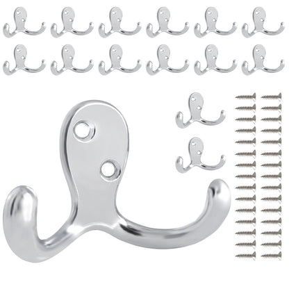 CBWLWJ 10 Pack Coat Hooks Wall Hooks for Hanging, Heavy Duty Double Prong Metal Hook Wall Mounted for Living Room, Bathroom, Kitchen, Bedroom for Coat, Bag, Scarf, Towel, Hat, Key, Cup (Black)