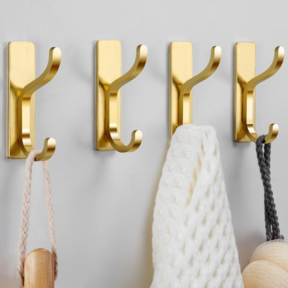 Adhesive Wall Hooks for Towel/Coat,13Lb Strong Stick-On Hooks, Black 4 Pack