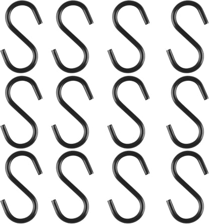 Senkary 100 Pieces 1 Inch Mini S Hooks Small S Hooks Stainless Steel S Shaped Hooks for Ornaments, Jewelry and Hanging (Black)