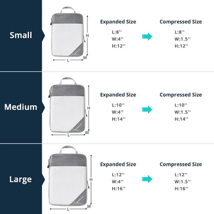 NICOSHOW 6 Set Compression Packing Cubes for Travel - Compressible, Lightweight, and Space-Saving Packing Cubes, Travel Essentials for Women, Grey