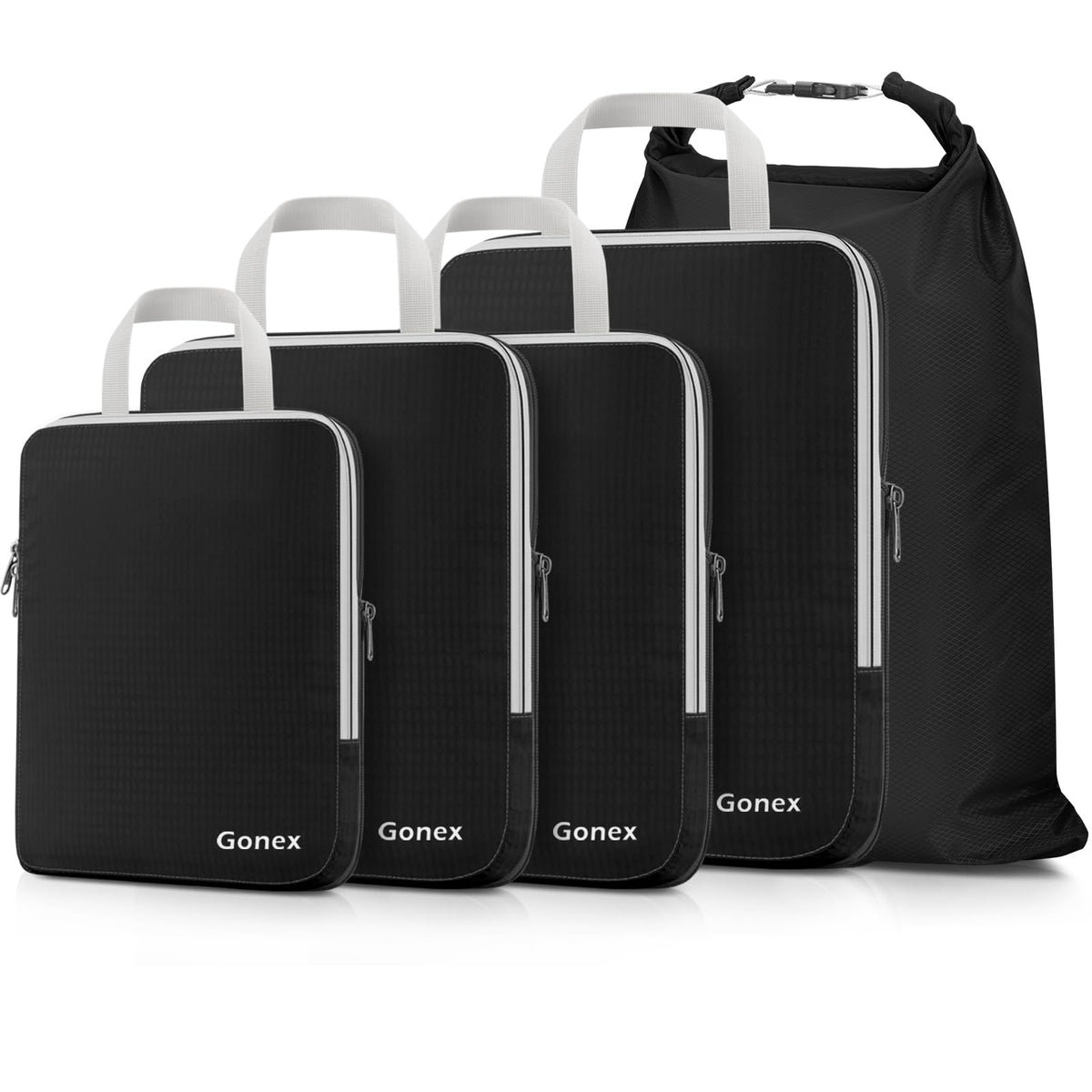 Gonex Compression Packing Cubes, 4-Piece Expandable Travel Organizers