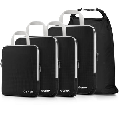 Gonex Compression Packing Cubes, 4-Piece Expandable Travel Organizers